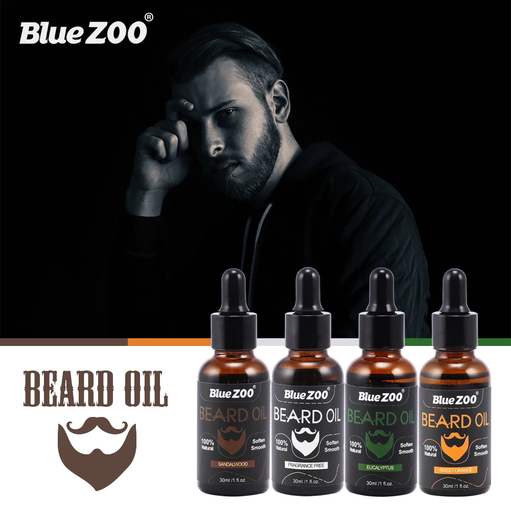  BlueZOO 30 мл органическое масло для бороды частная марка индивидуальное мужчин уход за бородой-4 вкуса на