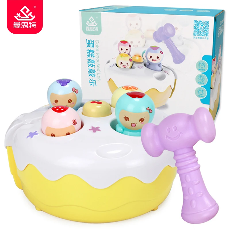 XST New Electric Music Light Cute Cake Whack-a- mole Game Baby Educational Toys Children Hit Hammer Game Baby Toy