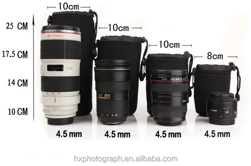 Бесплатный образец, Черный Неопреновый материал, сумка для объектива камеры, четыре размера