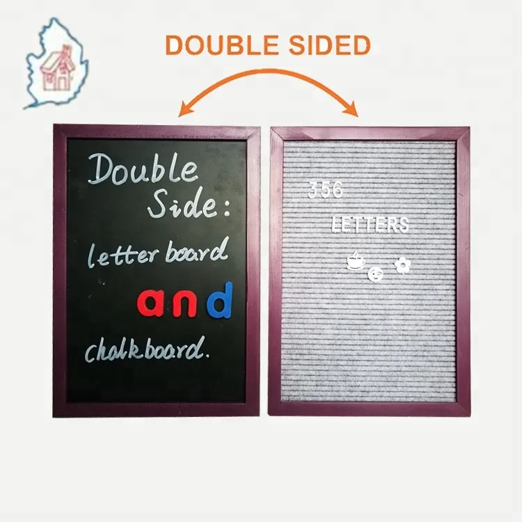 Double Sided Changeable felt letter board 10x10 inches , Black/Gray , 356 Characters, Wooden Stand, Bag