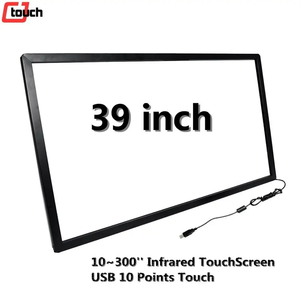 39 inch infrared usb rs232 4mm tempered infrared touch 15.6 inch high level transparent glass touch overlay kit saw touch screen