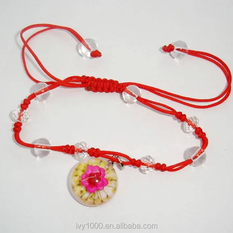 Hot sale dried flower resin beads cord bracelet souvenir