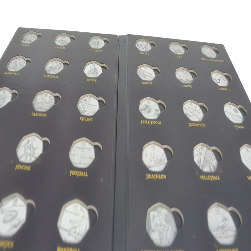 Hotsales High Quality London 2012 Euro Coin Collecting Paperboard Album Folder With Diecut Holes and Gloss Lamination