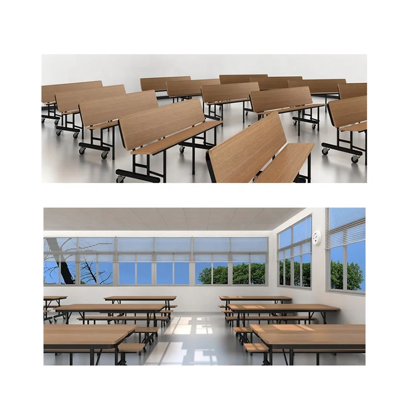 Modern School Cafeteria Table Convert Table Auditorium Bench Outdoor Folding Mobile Canteen Table
