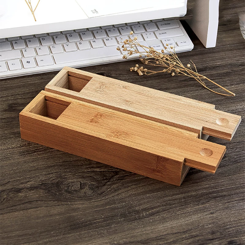 
Rectangle personalised thin tea storage wood gift box with sliding lid 