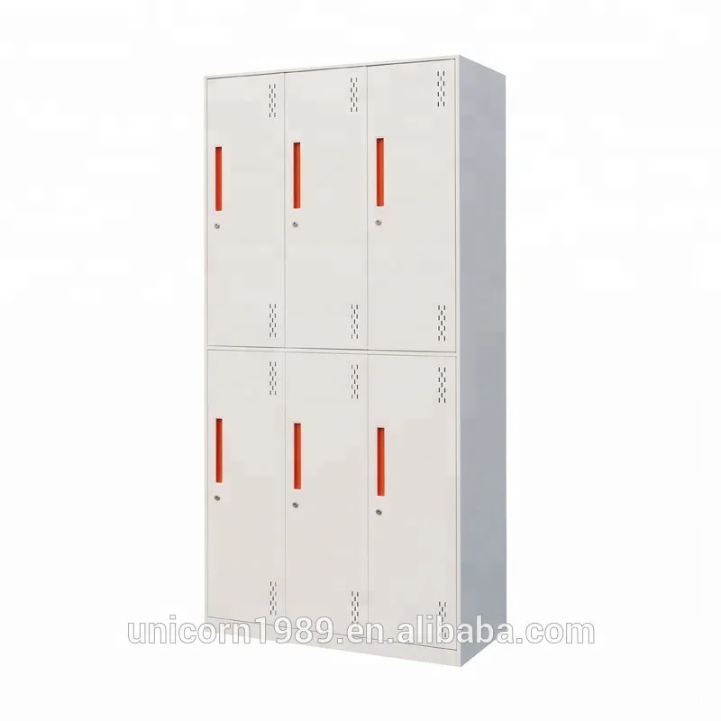 China metal cabinet storage manufactur factory cheap price for sale solid 6 doors factory dressing room staff wardrobe cabinets