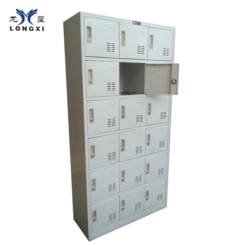 
18 Doors Stainless Steel Staff Lockers / storage wardrobe cabinet locker with eletronic induction or common lock 