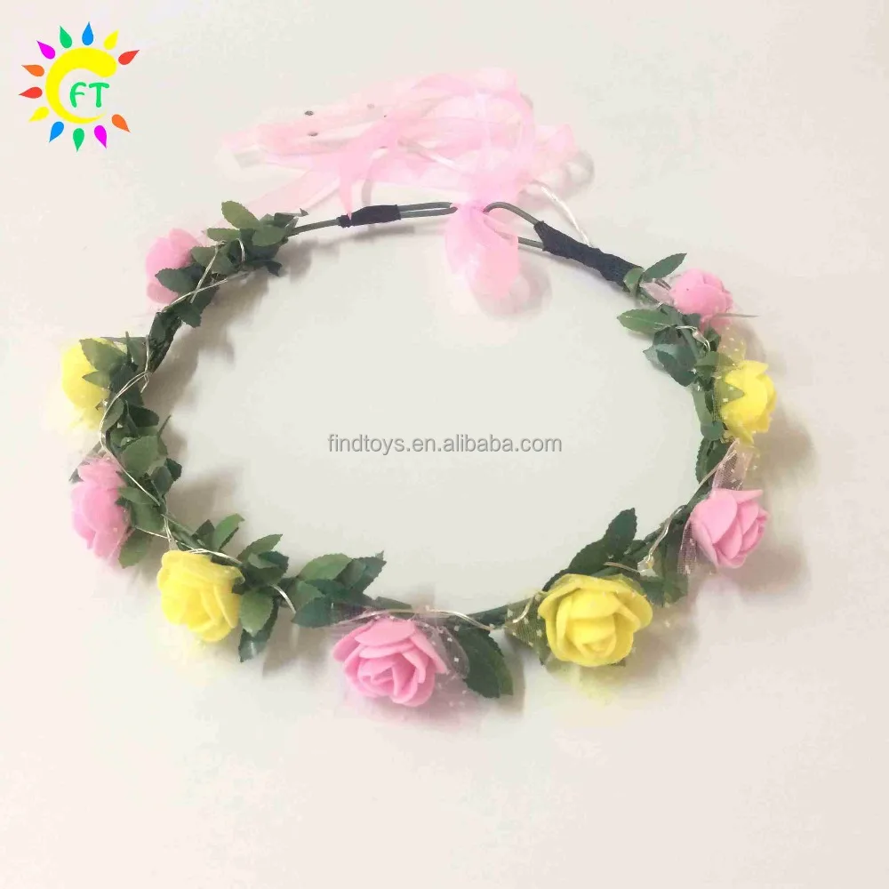 2023 Light up LED Flower Crown Headband Wedding Garland Flower Wreath