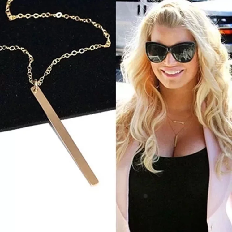 New fashion jewelry bar pendant chain gold charm necklace designs wholesale