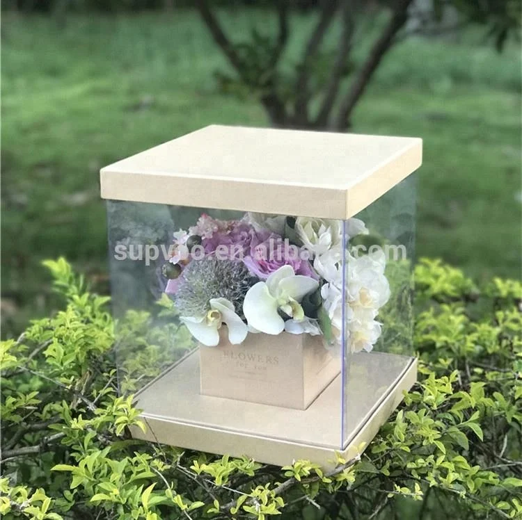 
Wholesale free logo PVC window high quality plastic printed flower box 
