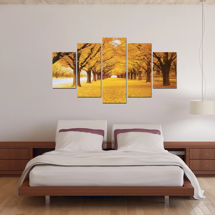 Лучший продавец, 5 шт., HD печатные картины на холсте, опавшие листья, золотые настенные картины, картины для домашнего декора