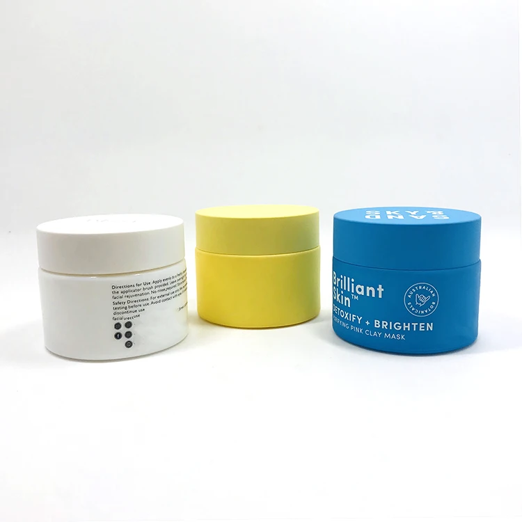 opal white glass container cream jar matte blue glass cosmetic jar