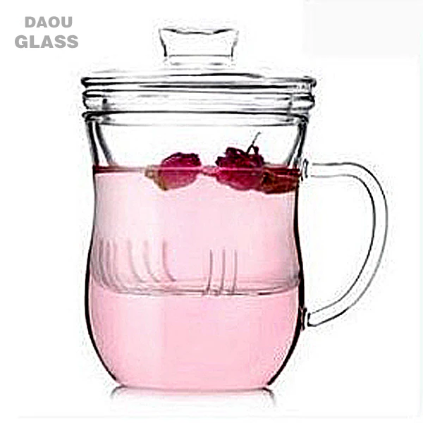 
hand made wide mouth glass tea filter cup 