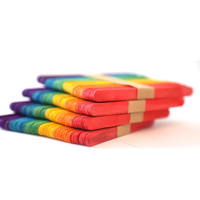 Straight edge colorful birch wood stick for ice cream