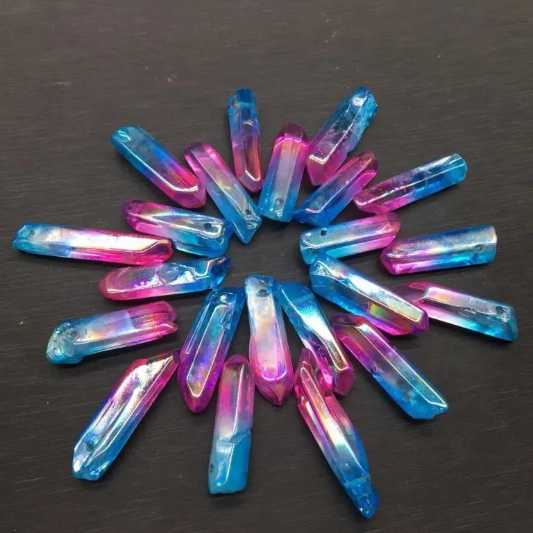 Natural High Quality Angel Aura Crystal Wand Blue Pink crystal points