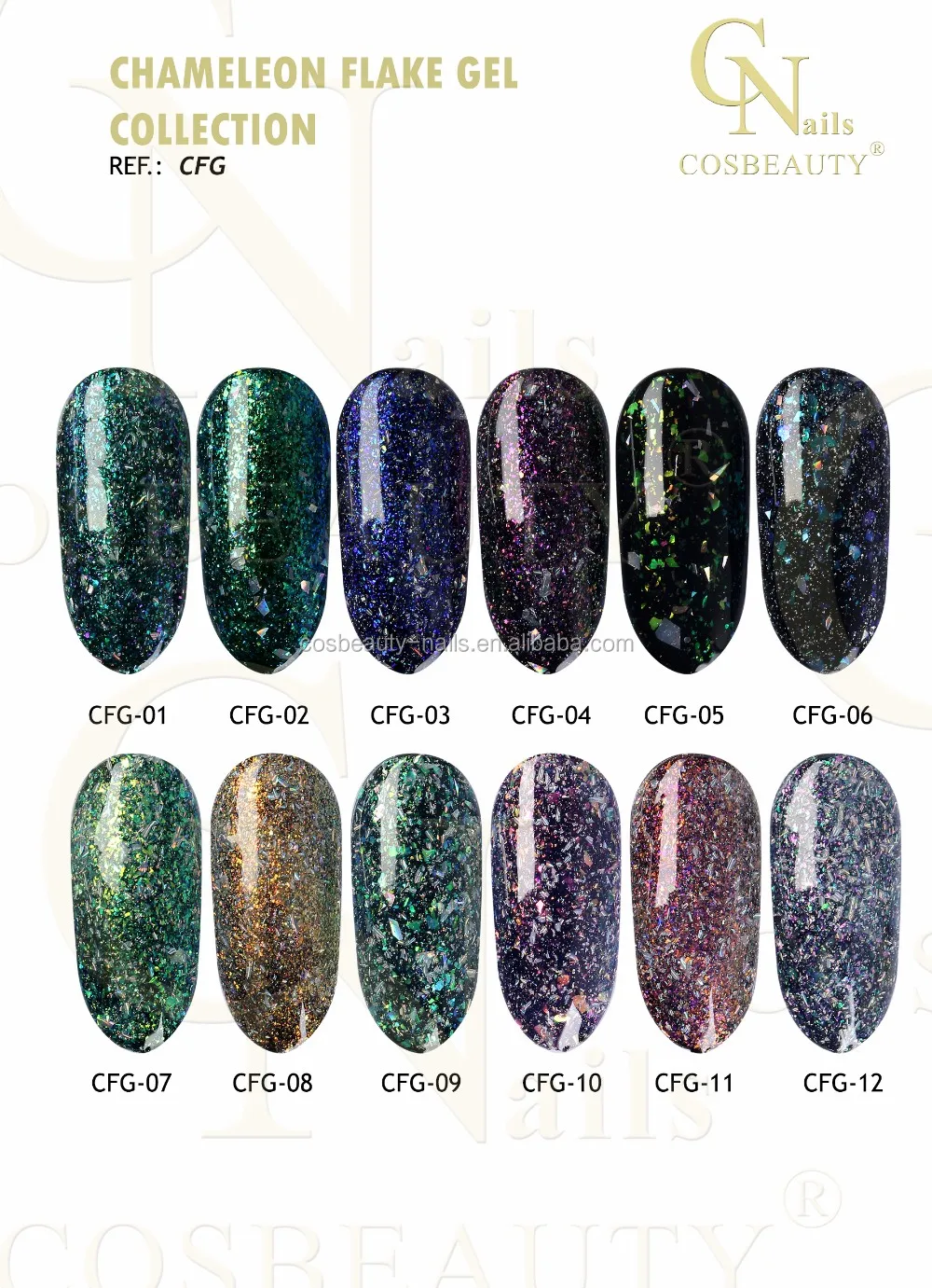 Hot Sale High Quality chameleon FLAKE GEL POLISH Fantastic Color Easy Soak Off UV/LED Gel for Nail Art