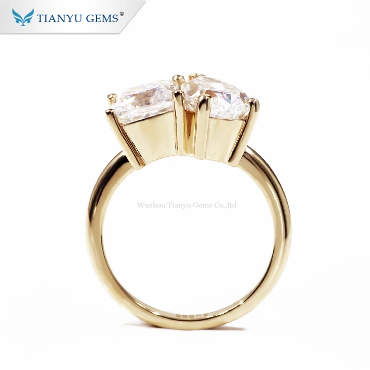 Tianyu Toi et moi 14k 18k custom american engagement pear shape princess cut white moissanite wedding solid gold rings for women