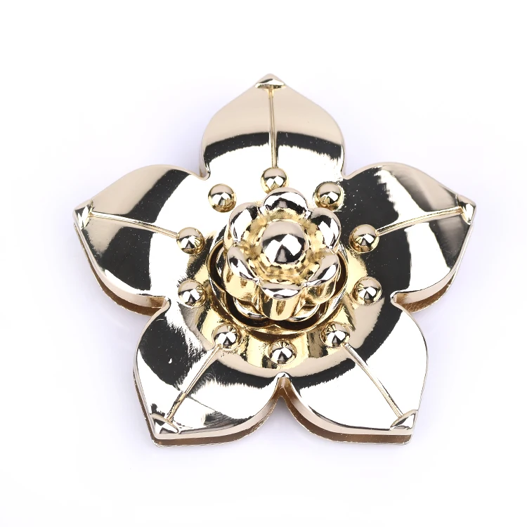 Wholesale Fashion Flower Design Girls Bag Lock Metal Leather Bag Making Accessories