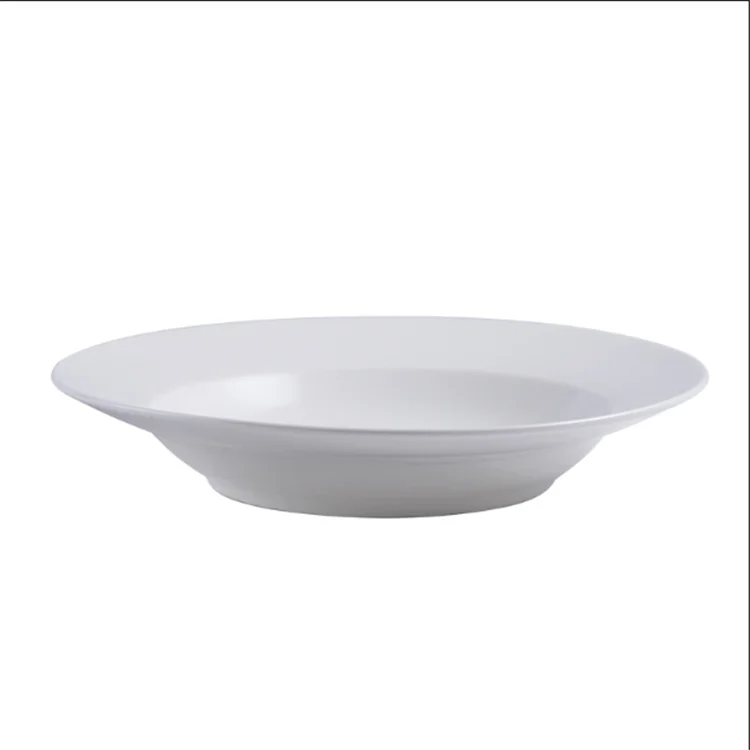 Ceramic manufacturers wholesale hot selling high quality tableware white porcelain round soup plate large ceramic deep plate