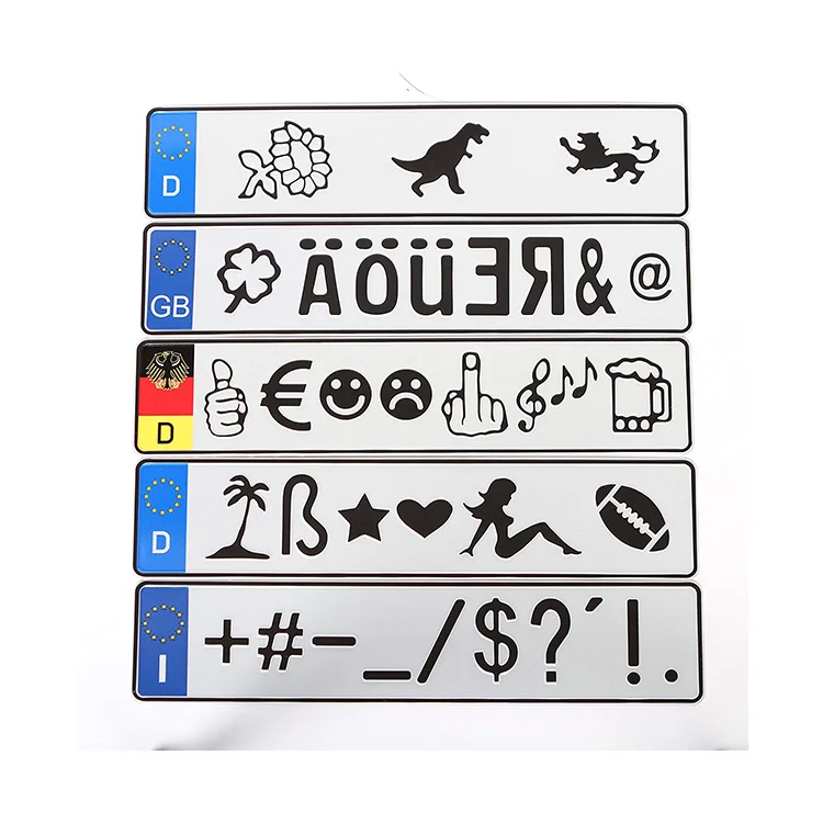 High quality custom made aluminum euro license plate with embossed text