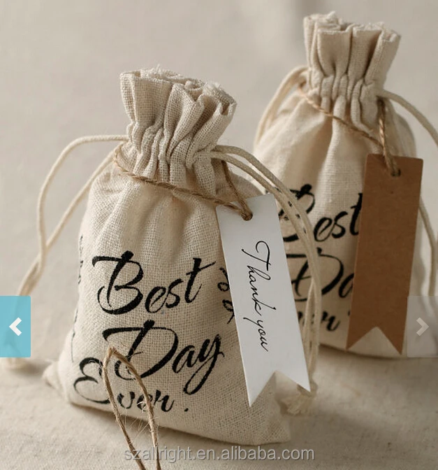 muslin cotton fabric gift bag for gloves drawstring pouch wholesale