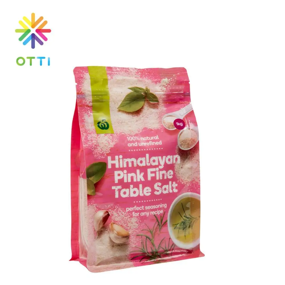Оптовая продажа, 1 кг, плоское дно, Гималайская Розовая Соль, тонкая упаковочная сумка с застежкой-молнией