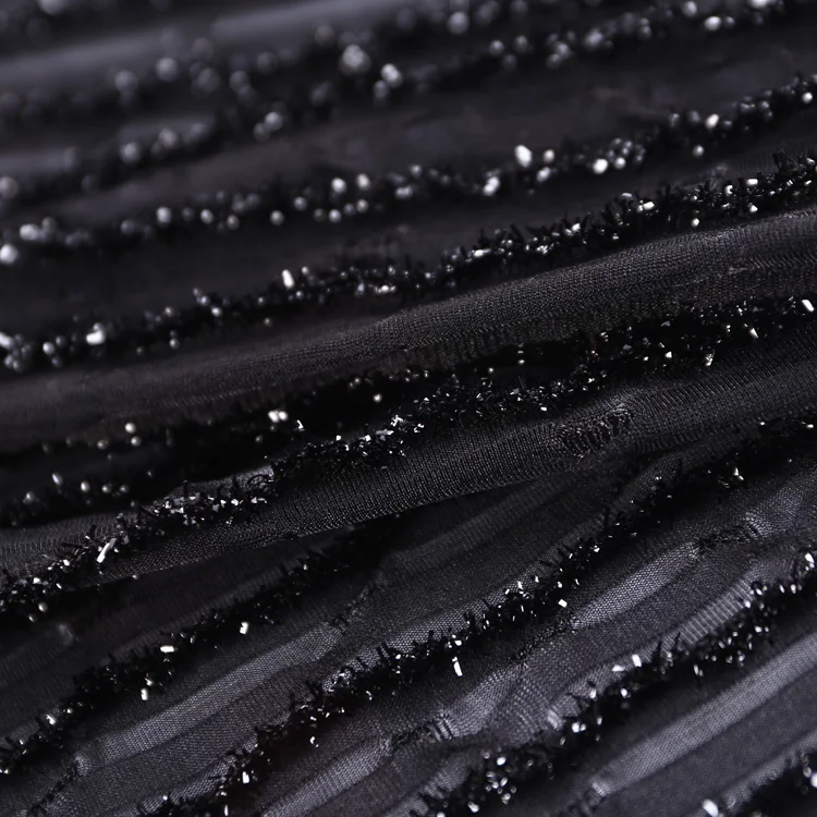 Popular cheap black jacquard 100 percent 600d polyester fabric for party dress