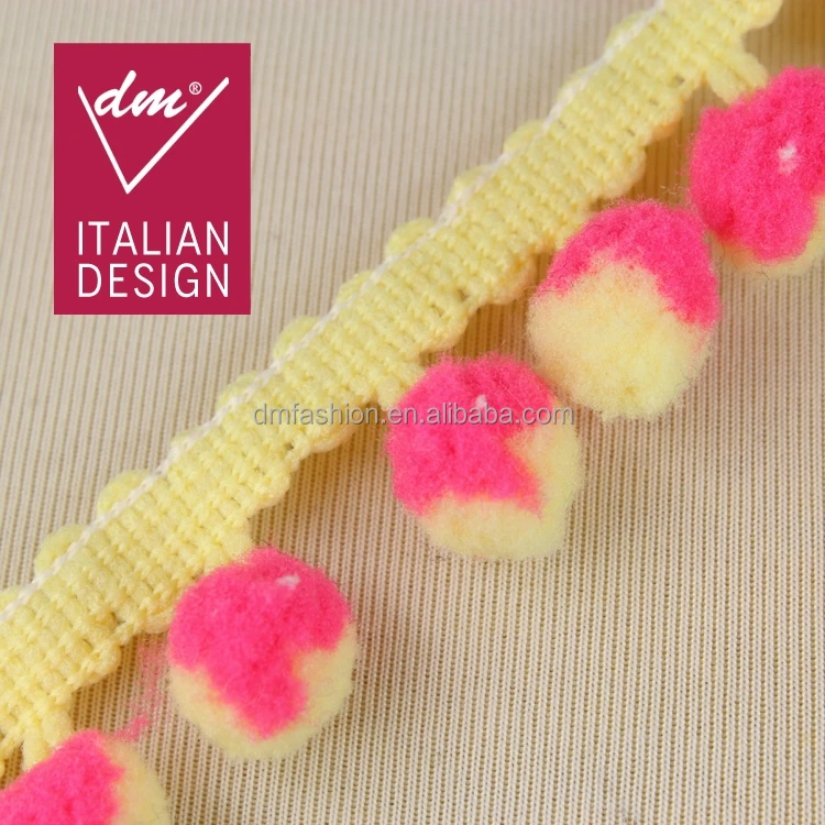 Wholesale Italy design pom pom fringe/pom pom lace/indian pom pom trim