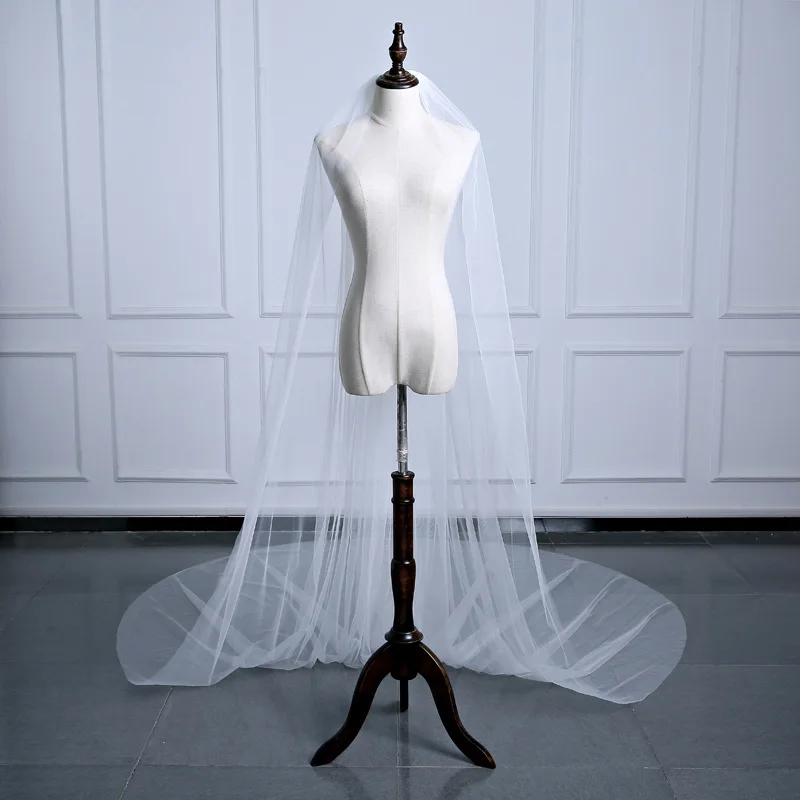 TS17113 bride veil wholesale wedding ivory 3 meter lace catholic veil