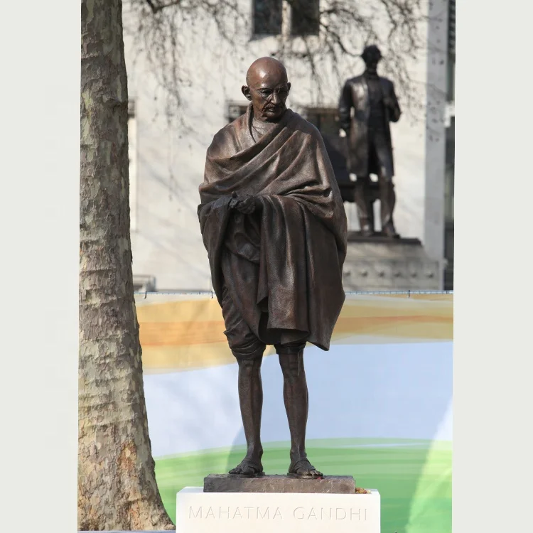 Life size Indian famous brass bronze realistic figure sculpture mahatma gandhi statue