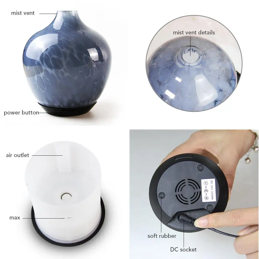 Portable Art Glass wholesale aromatherapy electric diffuser Essential Oil Aroma Diffuser