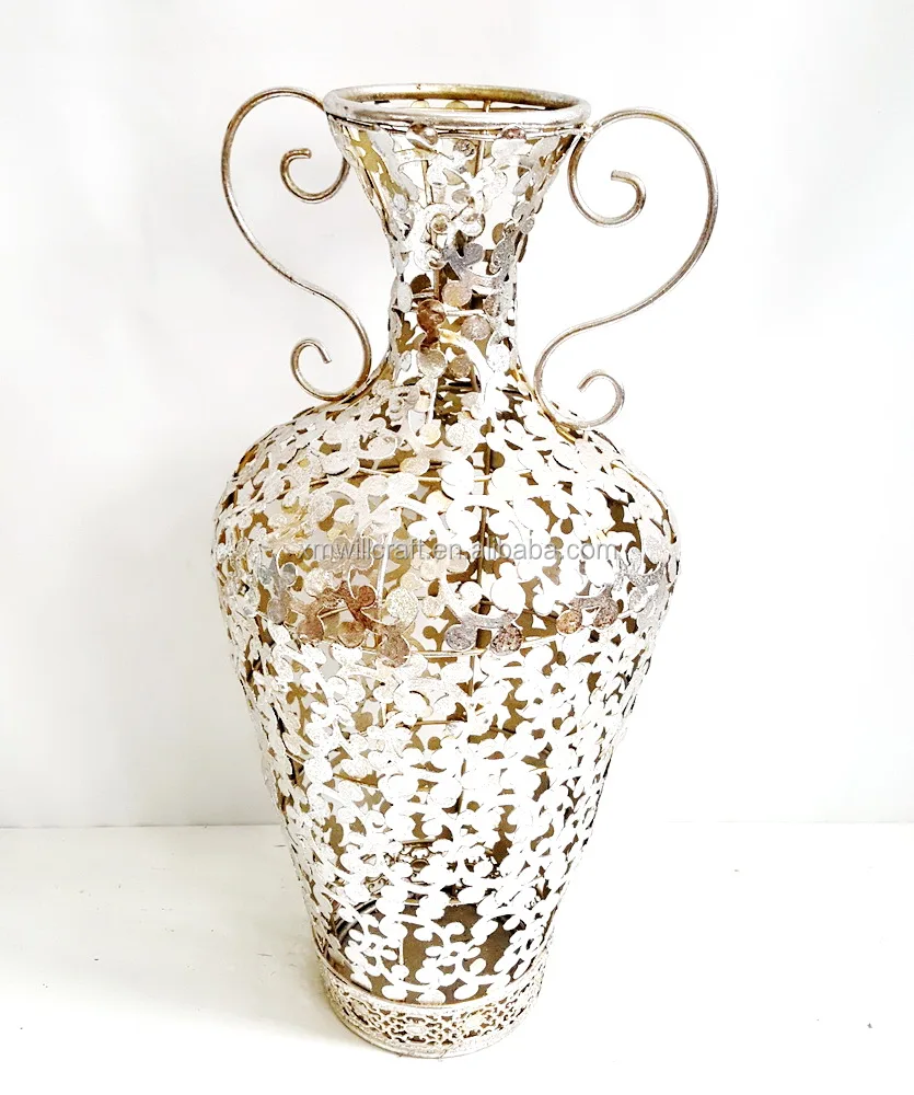 Китайская антикварная ваза для цветов с бронзовой/латунной/серебряной отделкой, античная ваза