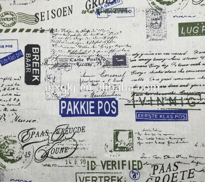 Factory custom digital English letter printed linen fabrics manufacturer in surat