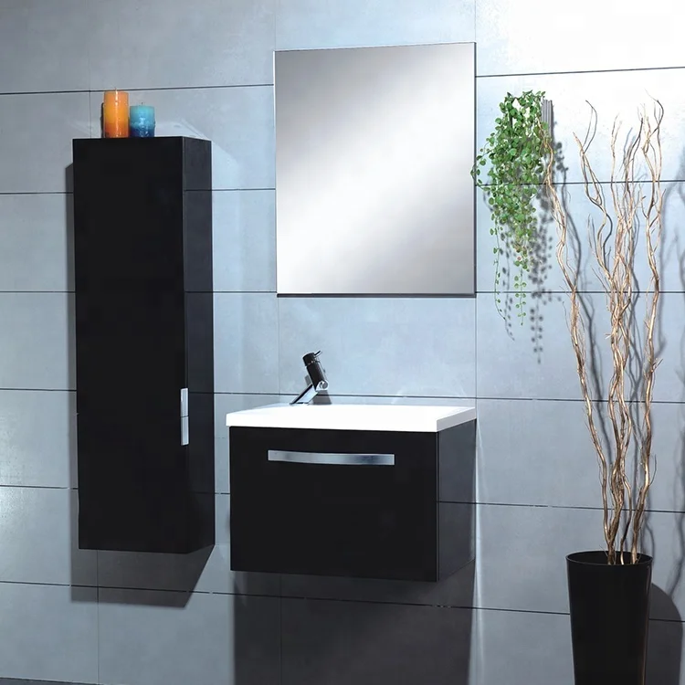 Simple Style Single Sinks PVC Bath Mirror Bathroom Cabinet Pillippines White Basin Vanity