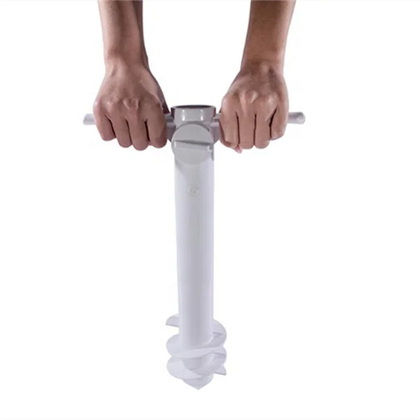 Beach Umbrella Anchor Sand Grabber Heavy Duty Screw Auger | One Size Fits All | Comes with Umbrella Hook, White