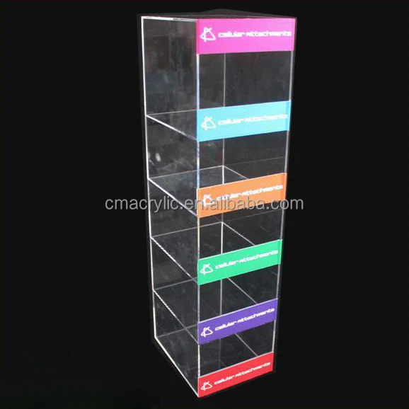 6 tier Cases Charger Counter Display Clear Acrylic Mobile Phone Cellphone Accessories Display Stand