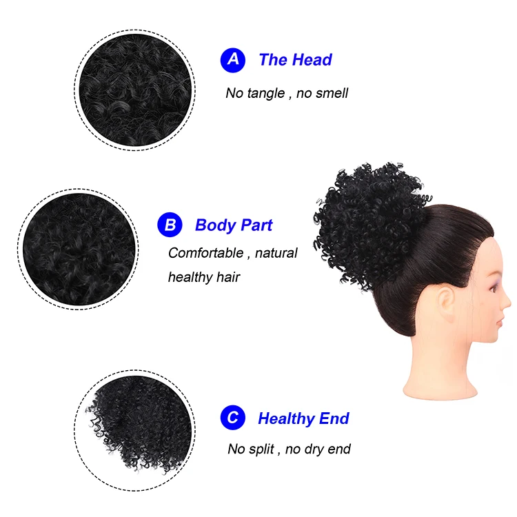 ZShair синтетические натуральные черные волосы пучок афро кудрявые 6 дюймов регулируемые волосы для женщин шиньон наращивание волос