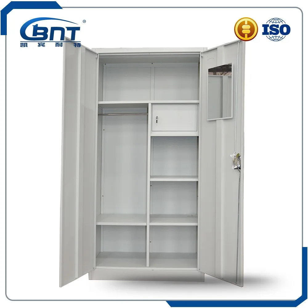Hot Selling Modern Style Office Metal 2 Doors Wardrobe With Mirror