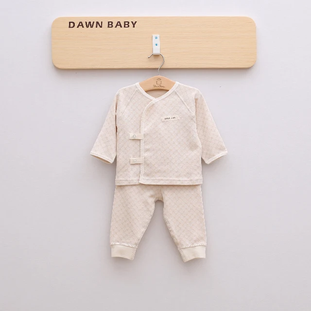 
Organic cotton jacquard stars print single breasted newborn baby sleeping clothing set 