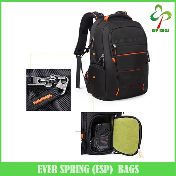 Functional waterproof camera backpack , stylish anti shock and theft dslr camera bag with extra rain cover