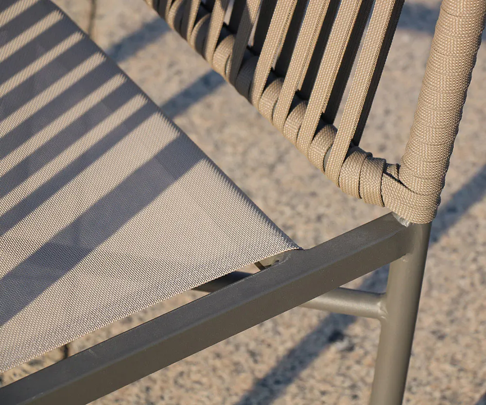 Modern Style All Weather Aluminum Frame Rope Weave Outdoor Furniture Patio Restaurant Cafe Garden Dining Table And Chairs