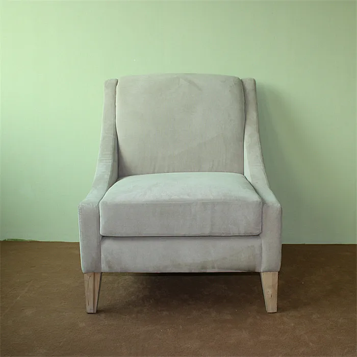 Hotel Velvet leisure chair, living room wooden sofa chair, antique french leisure chair