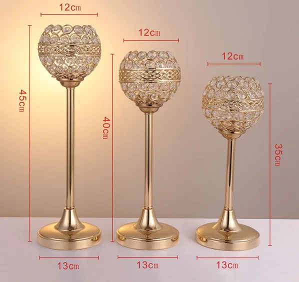 Manufacturer stand Metal/crystal gold silver rose gold candlestick long stemmed crystal metal Wedding Centerpiece candle holder