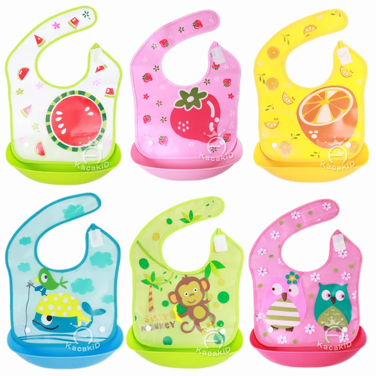 Amazon Top Seller 2018 Cheap Price EVA Material Baby Bibs Waterproof with Food Pocket