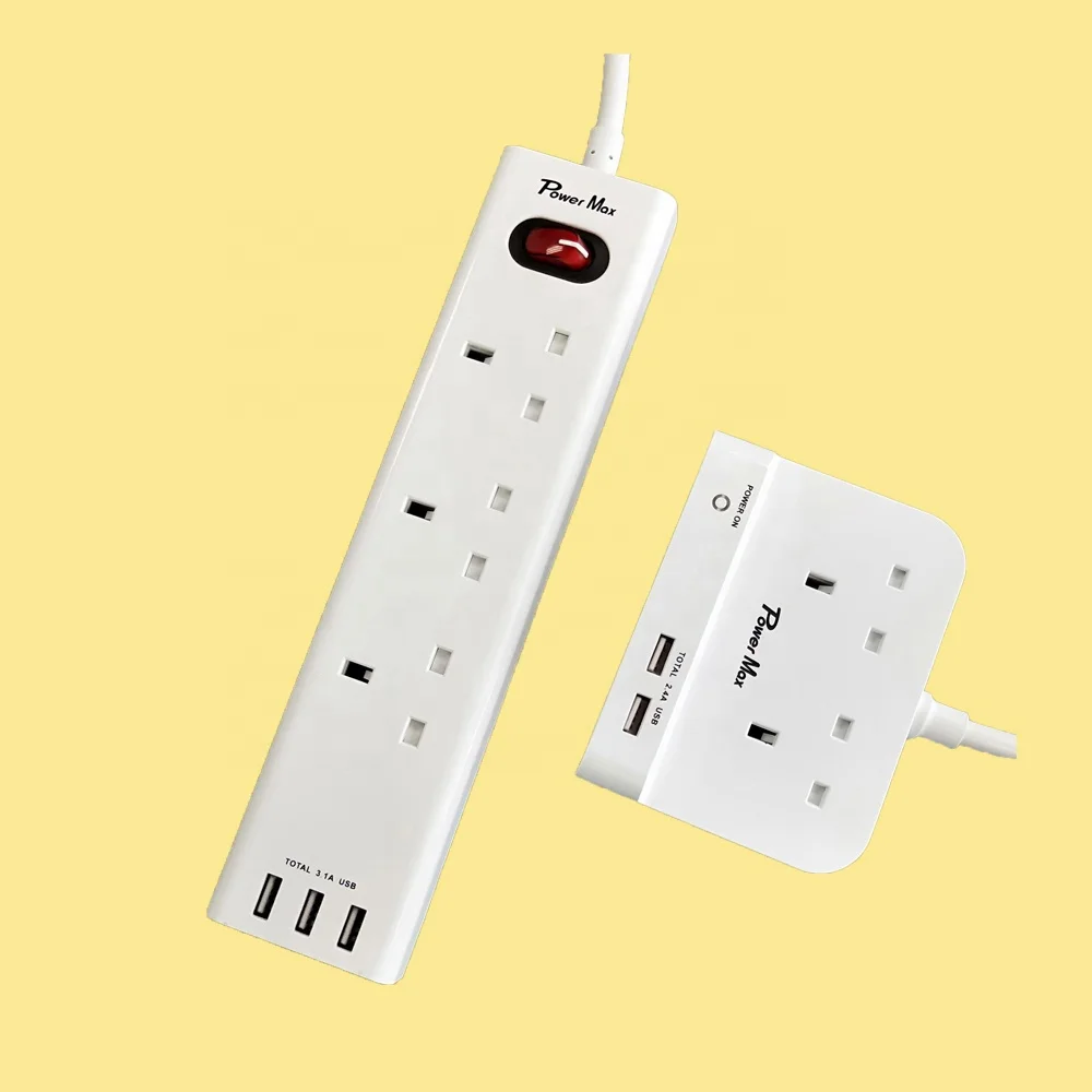 Wholesale UK 3 way socket outlet power strip,power supply british standard extension power socket/individual switch