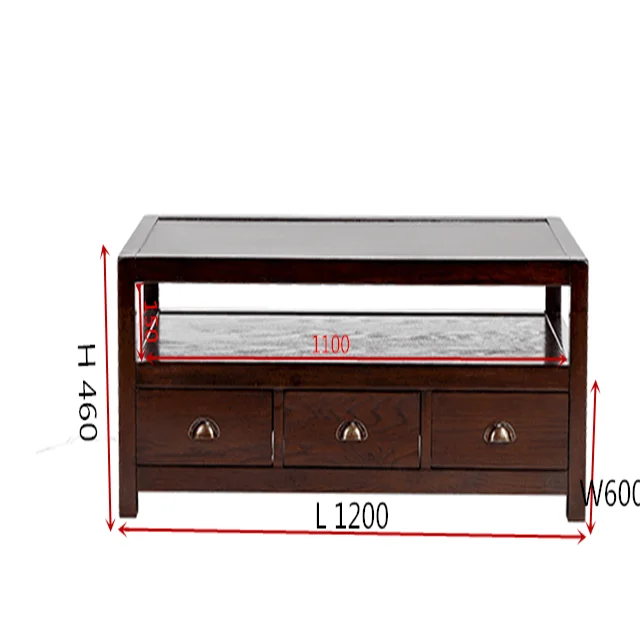 Living Room Antique Brown Tea Table With Drawer