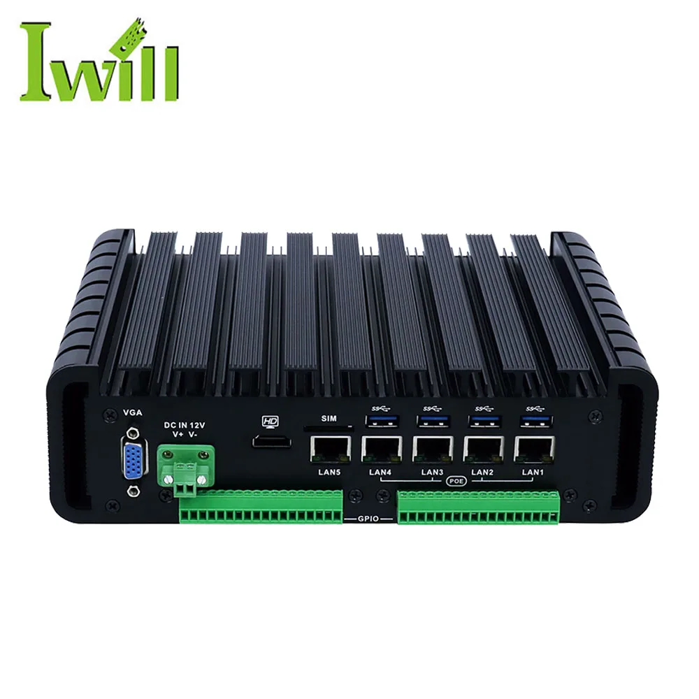 Встроенный ПК 3855U/I3/I5/I7 IBOX603 4POE 5LAN безвентиляторный промышленный ПК для камер