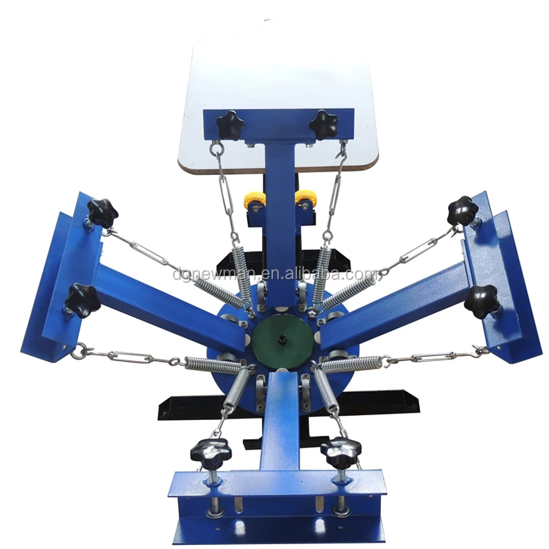 small simple manual rotary 4 color 1 station t-shirt silk screen printing machine price