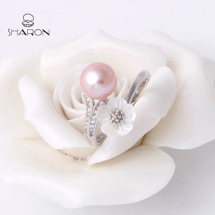 Sharon Adjustable Shell Flower Branch S925 Sterling Silver Pearl Ring Mounting For Women And Girls Accessories