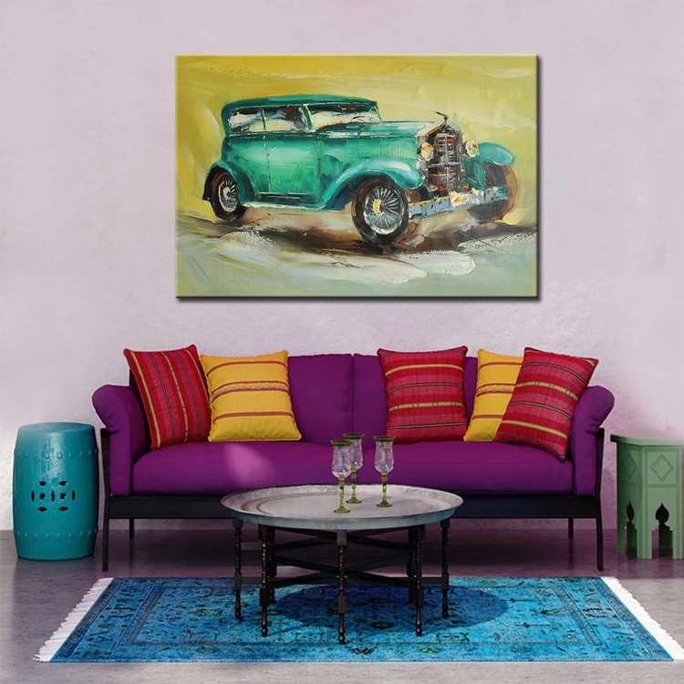 Vintage Home Decoration Art Famous Car Abstract Painting for Kids Room